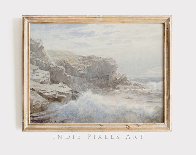 Coastal Wall Art Vintage Beach Print Summer Decor Neutral Wall Art Beige Wall Art Beach Minimalist Landscape Vintage Coastal Farmhouse Decor