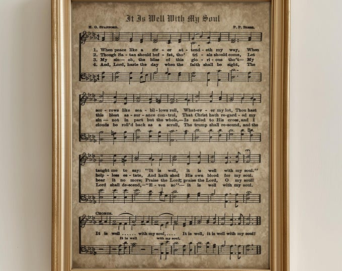 Music Wall Art Prints It Is Well With My Soul Vintage Christian Hymn Downloadable Art Print Religious Sign Printable Piano Decor Music Gift