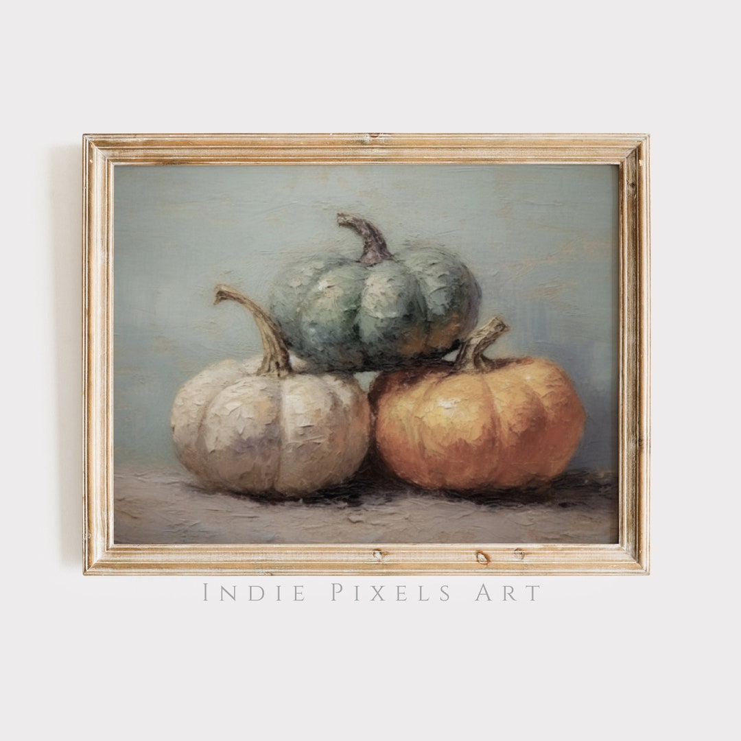 Vintage Pumpkin Still Life Painting, Rustic Fall Art (printable) - Etsy