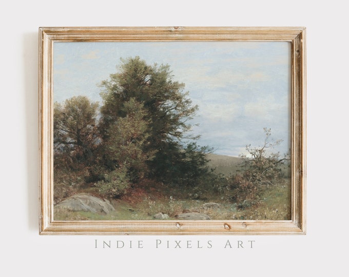 Vintage Landscape Print Digital Art Rustic Wall Art Cottage Decor Moody Farmhouse Wall Art Country Vintage Autumn Decor Rustic Oil Painting