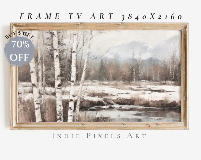 TV Art Neutral Winter Landscape 4K TV Art Neutral Winter Decor | Instant Digital Download Art for Samsung Frame TV