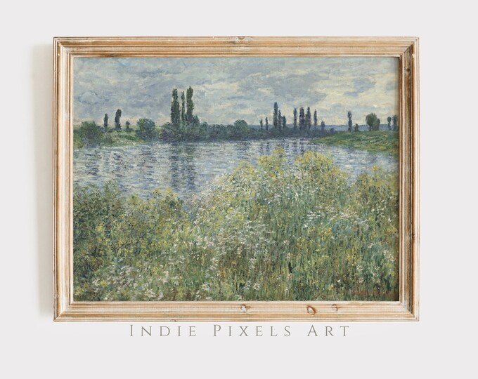 Spring Landscape Vintage Painting Monet Art | Vintage Farmhouse Cottage Art PRINTABLE Landscape Vintage Living Room Decor | Digital Download