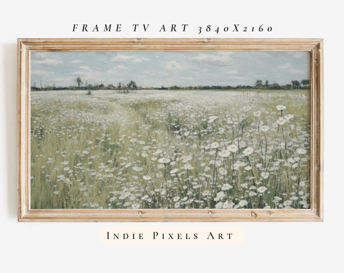 Spring Meadow Painting 4K Frame TV Art Vintage Farmhouse Decor | Digital Download Art for Samsung Frame TV Art Instant Download