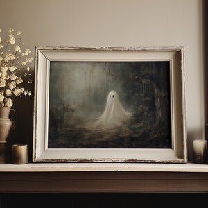 Halloween Art Ghost Painting Printable Halloween Decor, Cute Ghost Painting Digital Art Print Halloween Wall Art Print Primitive Ghost