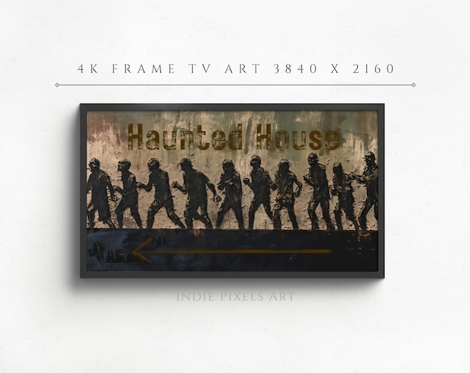 Haunted House Samsung TV Frame Art Halloween Goblincore Decor | Digital Download Zombies Halloween Art for Samsung Frame TV Vintage Art