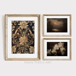 Gallery Wall Prints SET of 3 Dark Printable Art Dark Gallery Wall Collage Moody Wall Art Set Vintage Style Art Moody Dark Academia