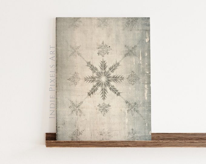 Neutral Christmas Tapestry Snowflake Print Rustic Fall Wall Art Vintage Style Tapestry Printable Winter Wall Decor Print