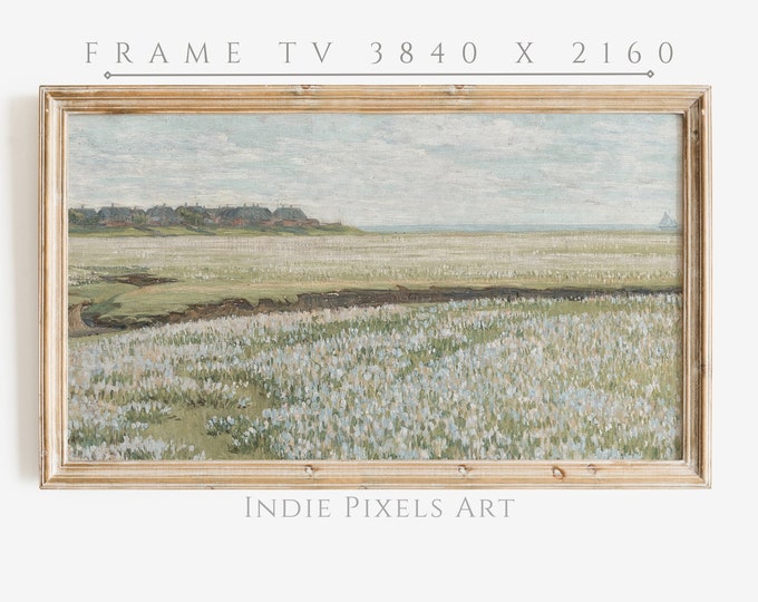 Frame TV Art Spring Meadow Painting Vintage Farmhouse Decor | Digital Download Vintage Sage Green Art for Samsung Frame TV Instant Download