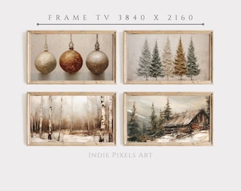 Samsung Frame TV Art Christmas Set Rustic Christmas Art for Frame TV Farmhouse Christmas Decor | Instant Digital Download Samsung Frame TV