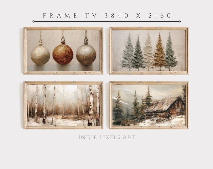 Samsung Frame TV Art Christmas Set Rustic Christmas Art for Frame TV Farmhouse Christmas Decor | Instant Digital Download Samsung Frame TV