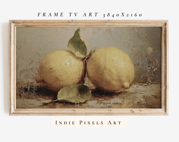 Frame TV Art Rustic Lemons Vintage Painting | Digital Download Art for Samsung Frame TV Instant Download