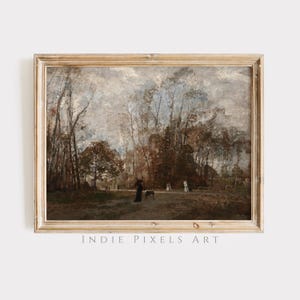 Printable Wall Art Vintage Fall Landscape Digital Print Vintage Autumn Forest Moody Countryside Painting Farmhouse Decor Digital Print