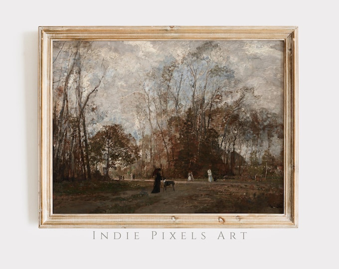 Printable Wall Art Vintage Fall Landscape Digital Print Vintage Autumn Forest Moody Countryside Painting Farmhouse Decor Digital Print