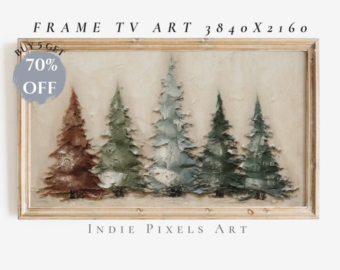 Farmhouse Christmas Trees Art for Samsung Frame TV Primitive Christmas Decor | Digital Art for Samsung Frame TV Art Instant Download