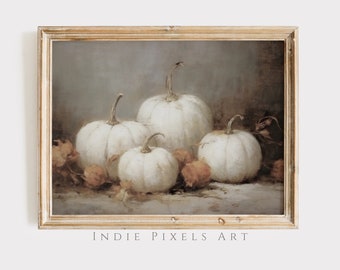 Fall Wall Decor Printable Pumpkin Still Life Painting Rustic Fall Art Vintage Autumn Wall Print Halloween Autumn Decor Thanksgiving Print