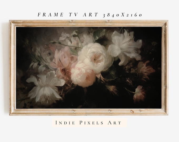 Moody Flowers Painting 4K Art for Samsung Frame TV Dark Cottagecore Decor | Instant Digital Download Art for Samsung Frame TV