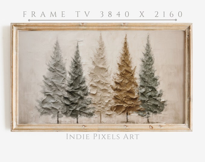 Rustic Christmas Trees 4K TV Art for Samsung Frame TV Farmhouse Decor | Digital Download Art for Samsung Frame TV Instant Download