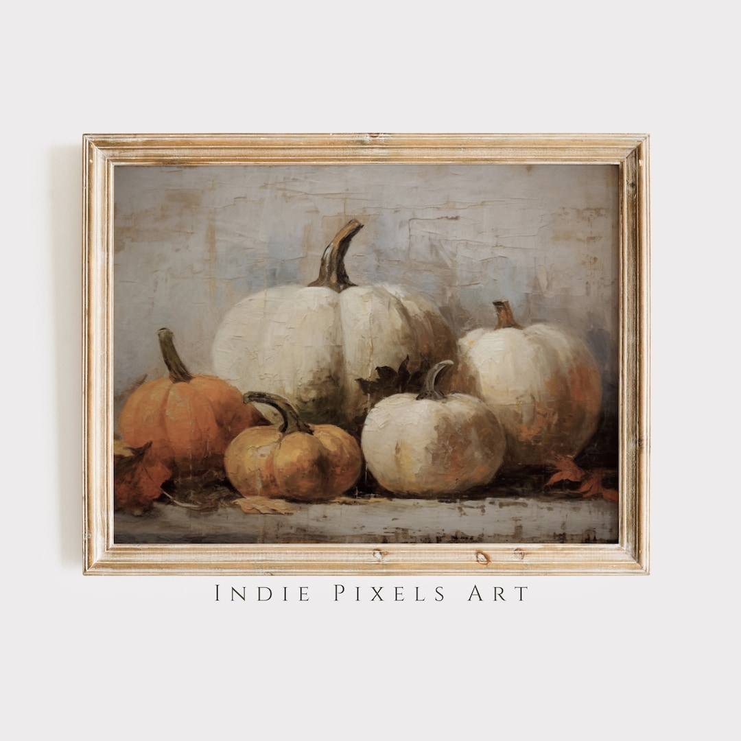 Fall Wall Decor Printable Pumpkin Still Life Painting Rustic Fall Art ...