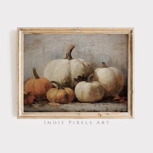 Herbst Wand Dekor druckbare Kürbis Stillleben Malerei | Rustikaler Herbst Kunst Vintage Herbst Herbst Dekor Halloween Dekor Thanksgiving