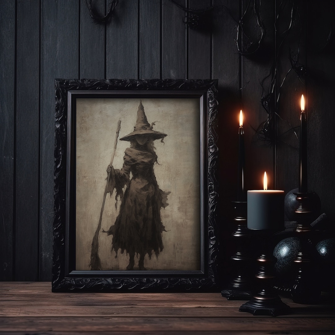 Halloween Decor Prints Wall Art Original Digital Vintage Witch Halloween Home Decor Rustic ...
