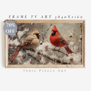 Samsung Frame Art Christmas Cardinals 4k Samsung Frame TV Art | Digital Download Art for Samsung Frame TV Instant Download