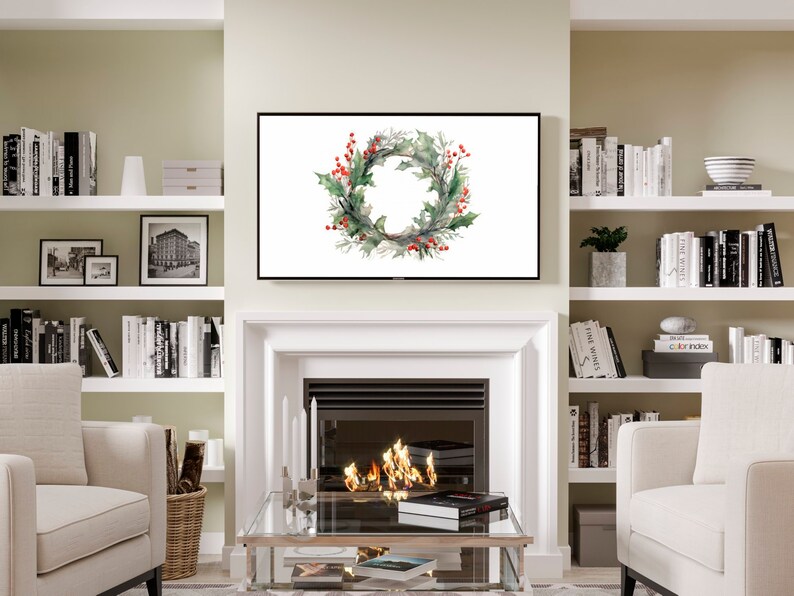 Corona navideña para TV 4K / Decoración navideña minimalista (Descarga digital) imagen 3