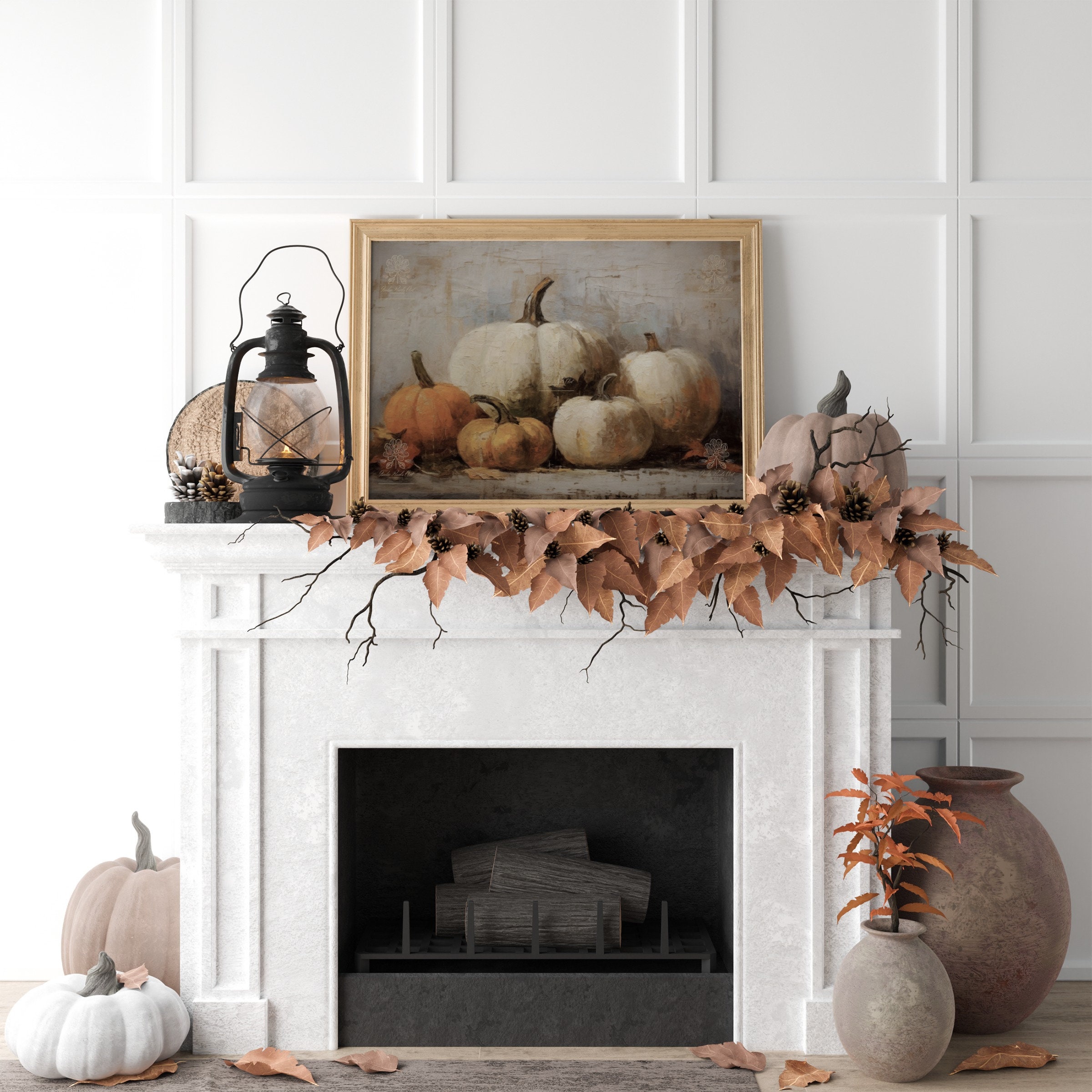 Fall Wall Decor Printable Pumpkin Still Life Painting Rustic - Etsy Canada