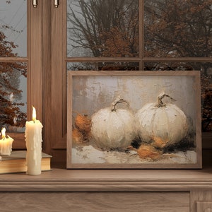 Rustic Fall Decor Printable Wall Art Pumpkin Still Life Painting Fall ...