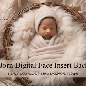 Newborn Digital Cozy Neutral Face Insert, Boho Baby Digital Background, Newborn Composite Photography, Infant Digital Photo Backdrop