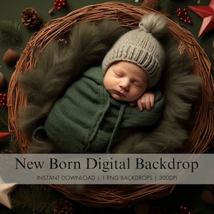 Newborn Digital Christmas Backdrop, Cozy Holiday Baby Digital Background, Baby Composite Photography, Christmas Theme Digital Photo Prop