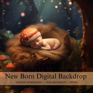 Newborn Digital Fairy Forest Backdrop, Mushroom Forest Digital Background, Newborn Composite Photography Studio, Fantasy Digital Photo Prop