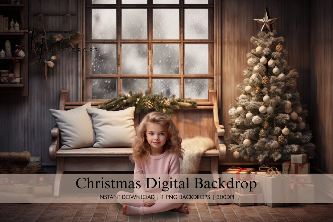 Christmas Living Room Digital Backdrop, Family Maternity Digital ...