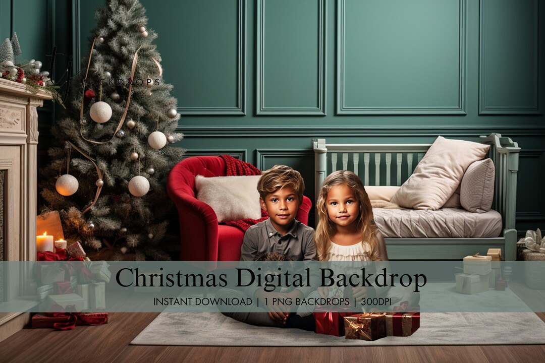 Kids Digital Christmas Backdrop, Christmas Eve Livingroom Digital ...