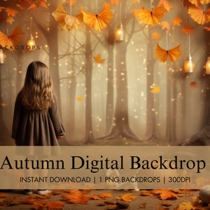 Digital Fall Woodland Backdrop, Autumn Kids Digital Background, Childrens Composite Photography Studio, Infant Digital Photo Prop
