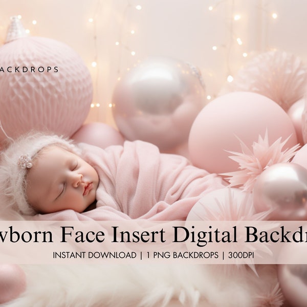 Newborn Pink Christmas Face Insert, Cozy Holiday Baby Digital Background, Newborn Composite Photography, Xmas Infant Digital Photo Backdrop