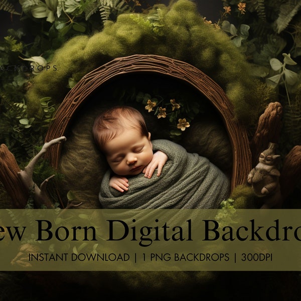 Newborn Digital Enchanted Forest Backdrop, Woodland Digital Background, Newborn Composite Photography Studio, Baby Digital Photo Prop