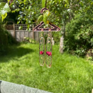 Framed Red Rose Bud Earrings Cottage Core Beauty and the Beast Rose Earrings