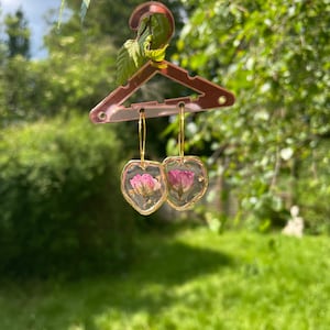 Pink Rose hoop Earrings  Cottage Core Beauty and the Beast Rose Earrings