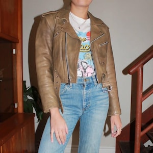 Chaqueta Biker Mujer Marrón de Cuero de Oveja | Chaqueta Moto Corta | Prenda de Cuero Elegante | Streetwear de Moda | Regalo para Ella