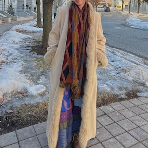 Women's Vintage Brown Penny Lane Coat–Afghan Sheepskin Suede 70s Boho Hippie Long Trench Handmade Shearling Leather Winter Coat Gift for Her