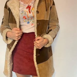 Afghan Penny Lane Coat – Women&#39;s Fur Coat Boho Style Shearling Coat 90s Vintage Afghan Wool Long Coat Retro Suede Prince Jacket Gift for her