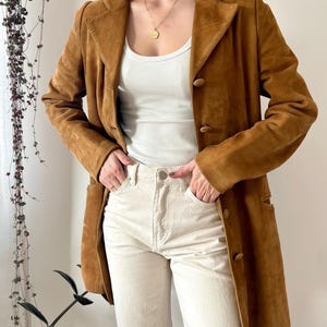 Women’s Vintage 90s Brown Suede Leather Blazer Minimalist Western Rodeo Coat with Boxy Fit Brown Cowgirl Outerwear Timeless Gift for Her