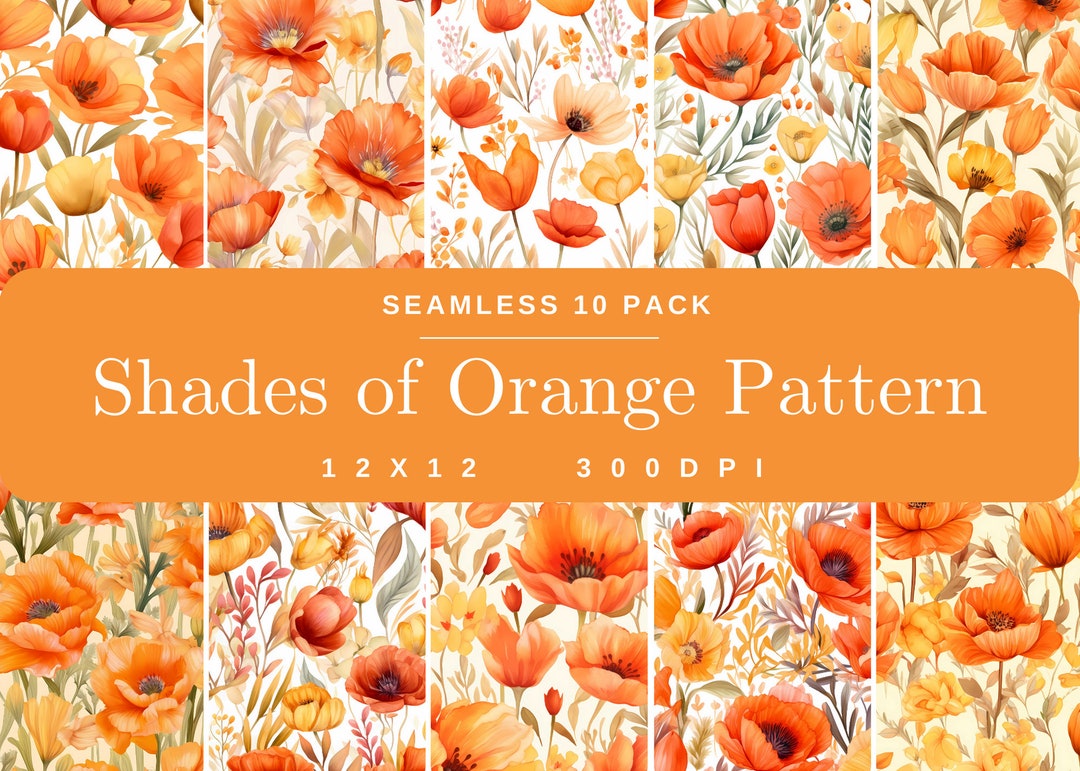 Orange Watercolor Floral Pattern, Seamless Flower Scrapbooking (digital ...