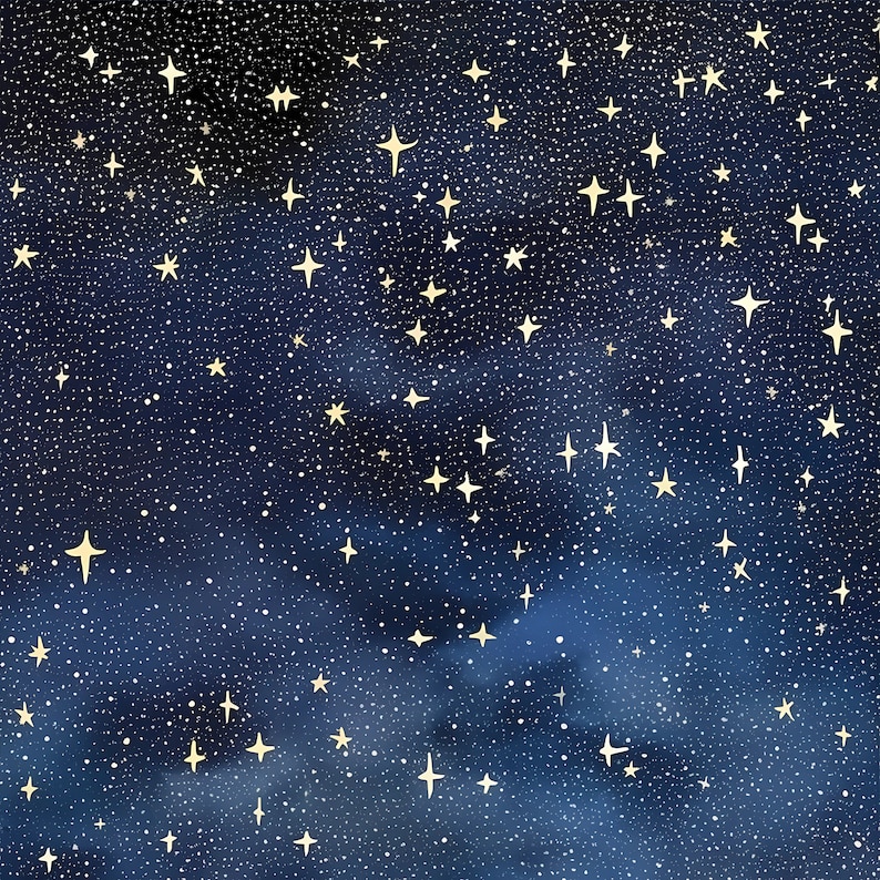 Starry Night Sky Digital Paper, Celestial Scrapbooking, 10 Pack ...