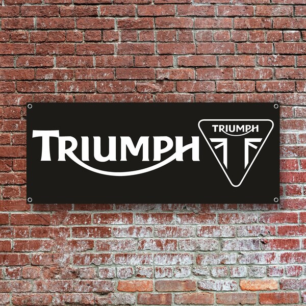 Triumph Logo Banner Vinyl Garage Schild,Büro oder Ausstellungsraum,Flagge,Racin Poster,Auto Auto Shop,Auto Poster,Garage Decor,Motosport