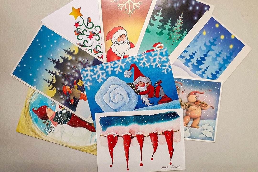 Vintage Unused Christmas Card Set of 9 Finnish Holiday Etsy