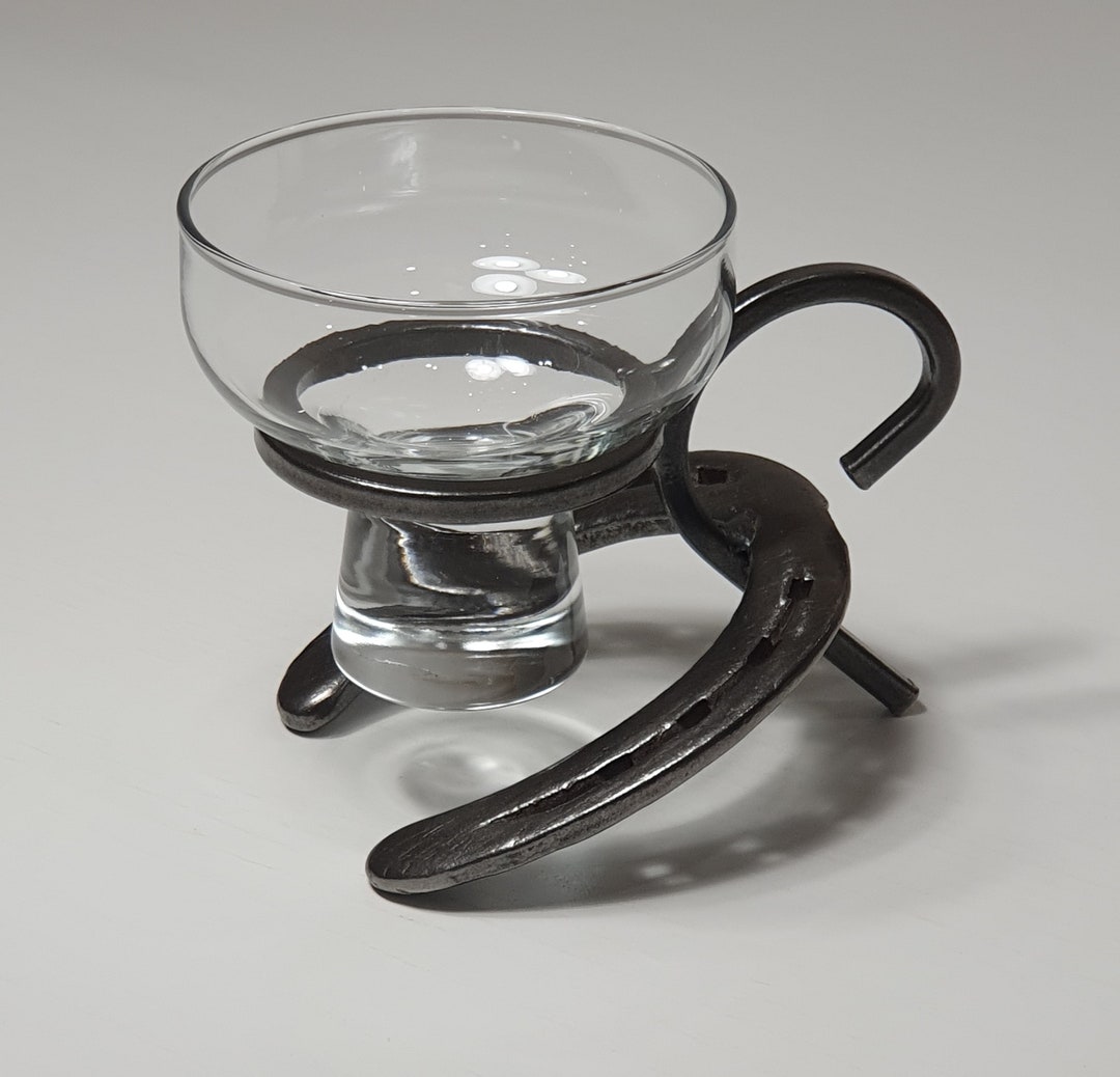 Black Rustic Candle Holder, Clear Glass Candle Holder, Horseshoe Art