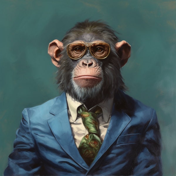 Professor Monkey in Suit and Glasses