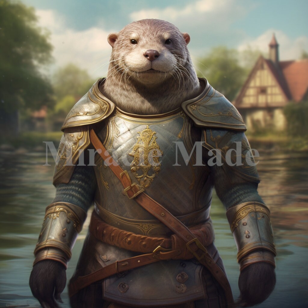 Otter in Full Plate Armor Crusader and Knight Otter - Etsy