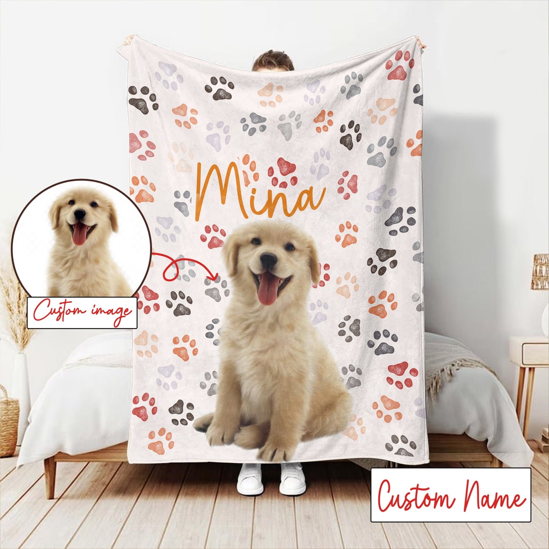 Custom Dog Face Blanket Personalized Dogs Blanket Dog Paw Etsy
